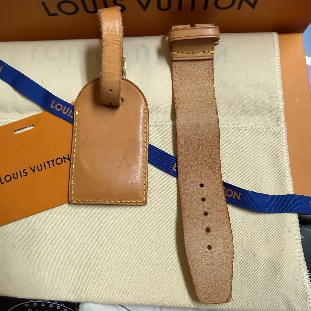 Louis Vuitton Vachetta Leather Luggage Tag and Poignet Authentic NO BOX